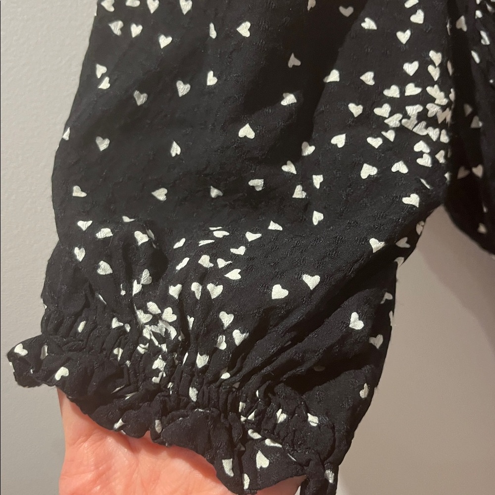 Anthropologie Black and White Heart Pattern Empire Waist Dress - Picture 5 of 16